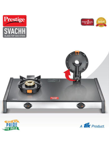 Prestige Gas Stove with Easy Clean Design Svachh Glass Top With Liftable 2 Burner Set