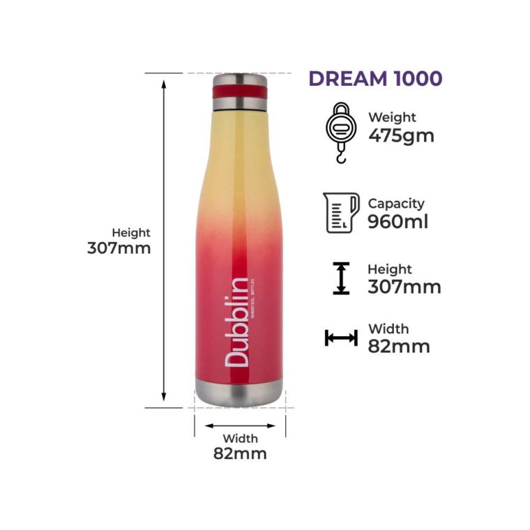 DUBBLIN Dream Stainless Steel Double Wall Vacuum Insulated Water Bottle 960ML