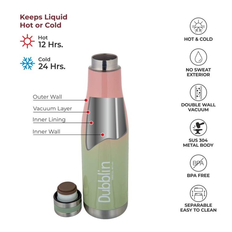 DUBBLIN Dream Stainless Steel Double Wall Vacuum Insulated Water Bottle 800ML