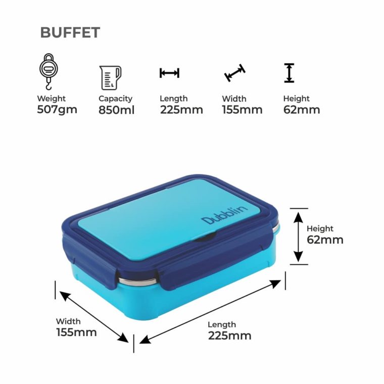 DUBBLIN Buffet Stainless Steel Insulated Lunch Box Blue