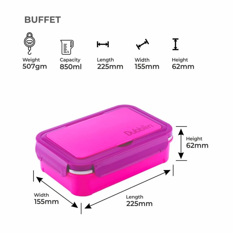 DUBBLIN Buffet Stainless Steel Insulated Lunch Box Pink