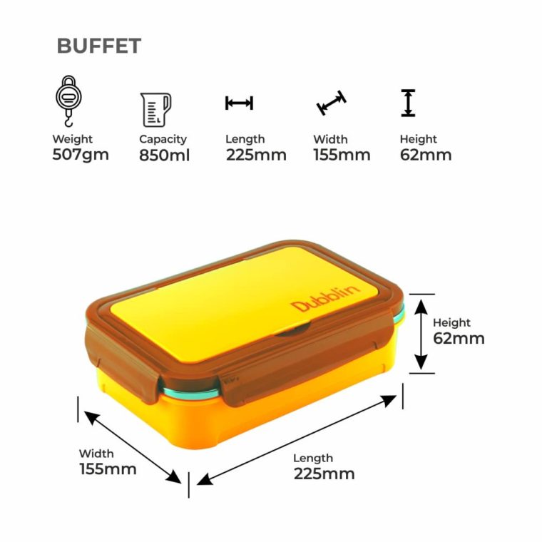 DUBBLIN Buffet Stainless Steel Insulated Lunch Box Yellow