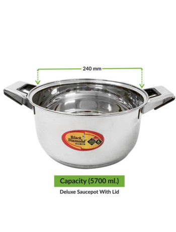 Black Diamond Stainless Steel Deluxe Sauce Pot (Pateela) with Induction Base Bottom
