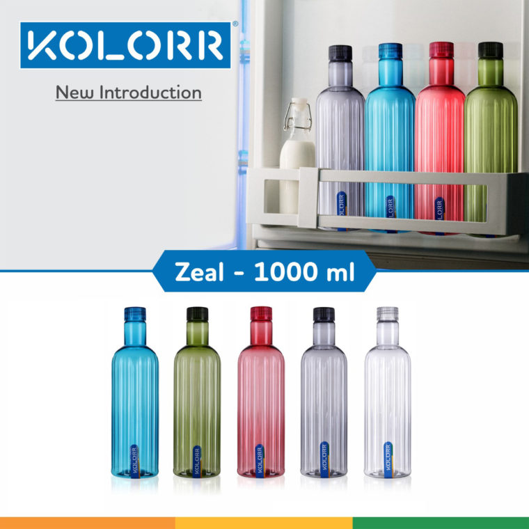 Kolorr Zeal Premium Plastic PET Fridge Bottle Set of 6 Bottles Blue