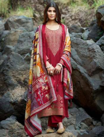 Pure Woolen Pashmina Suit with Swaroski Work