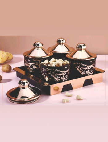 Asian Vintage Gold Dry Fruit Set 4Pcs