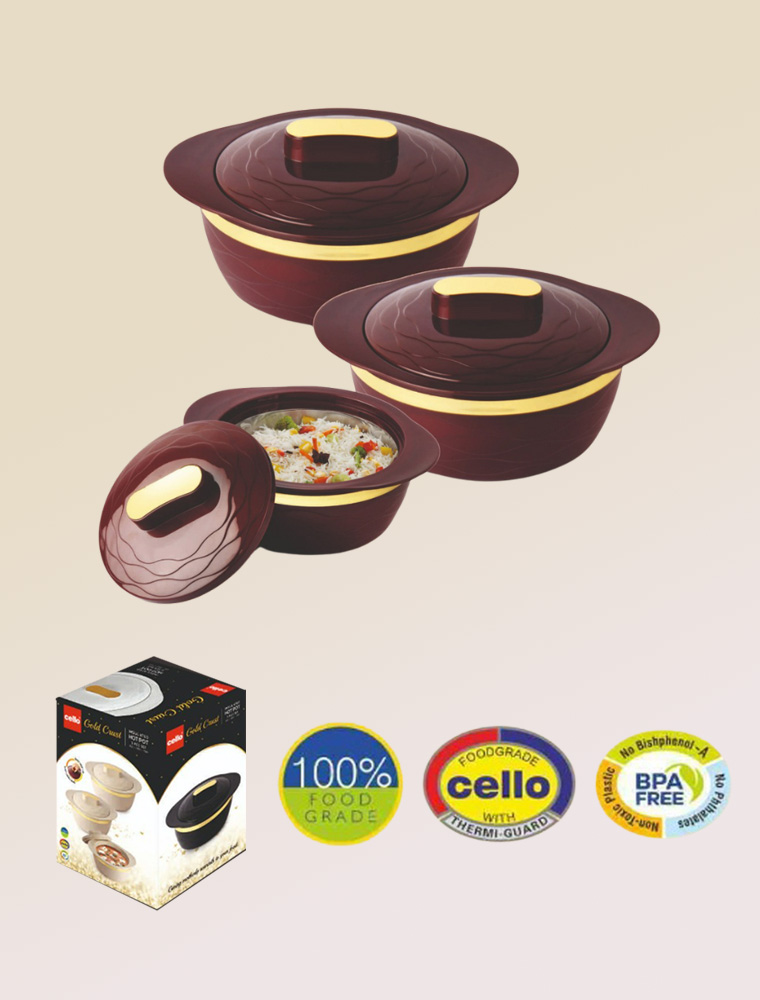 Cello Gold Crust Hot Pot Gift Set of 3