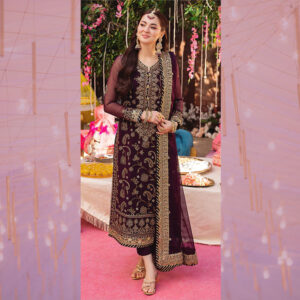 Georgette Heavy Embroidered Designer Suit Wine